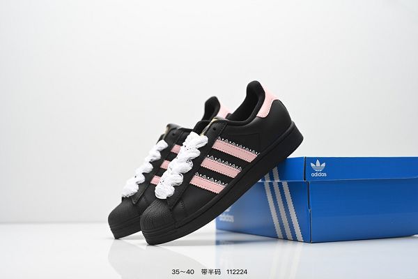 Adidas三葉草 Originals Superstar」Sail Pictorial 2025新款女鞋低幫百搭休閒運動板鞋 皮革米白紅塗鴉版