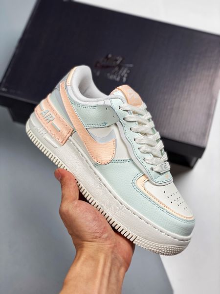 Nike Air Force 1 Shadow 2021新款 淡藍粉女生休閒板鞋 帶半碼