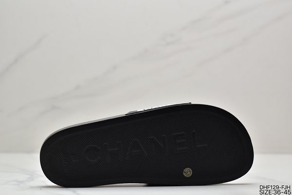 Chanel Bi-color Plain Logo Sandals 2022新款 女神款菱格雙紋一字平跟拖鞋