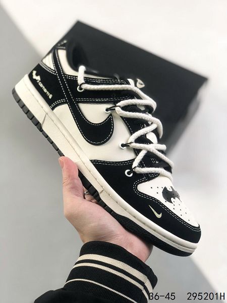 Nike SB Dunk Low 綁繩綁帶系列 蝙蝠白黑色 男女款復古低幫休閒運動滑板板鞋