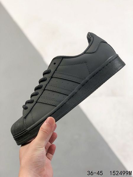 Adidas Superstar 三葉草系列 全黑色男女款貝殼頭經典休閒運動板鞋