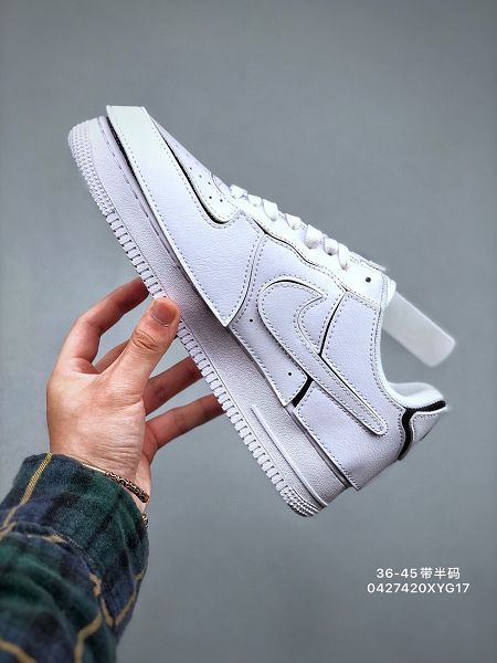Nike Air Force 1 Low 2021新款 DIY拆卸拼接魔術貼男女款板鞋 帶半碼