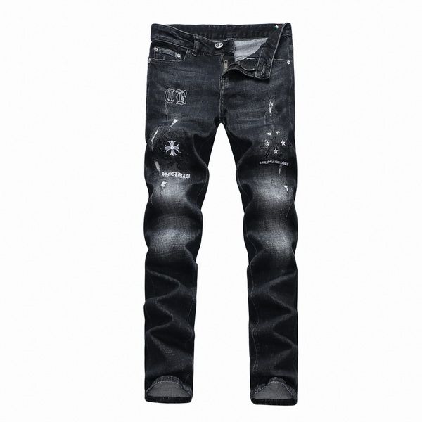 克罗心chrome hearts 2018新款 经典刺绣男生休闲牛仔裤
