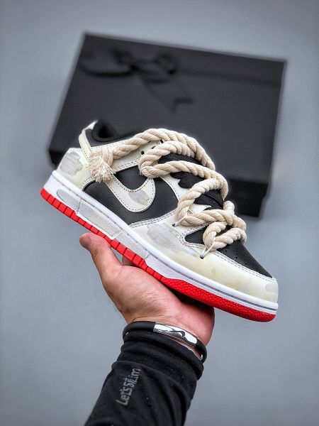 Nike SB Dunk Low GreenBeige 綁繩解構風系列 男女款低幫休閒運動滑板板鞋