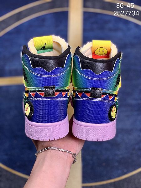 Nike AJ1 x JBalvin 2021新款 喬丹1代雷鬼天王聯名笑臉情侶款籃球鞋 帶半碼