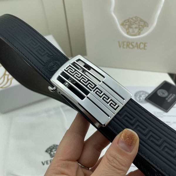 versace皮帶 範思哲2022新款 HF032704頭層牛皮壓花紋時尚腰帶