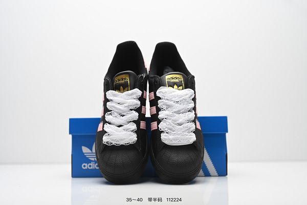 Adidas三葉草 Originals Superstar」Sail Pictorial 2025新款女鞋低幫百搭休閒運動板鞋 皮革米白紅塗鴉版