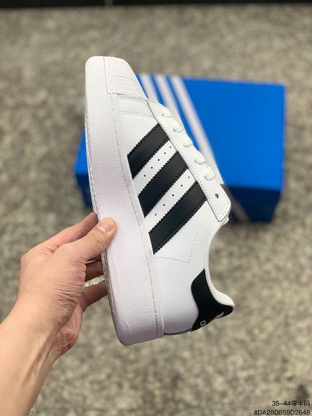 Adidas Superstar Xlg 三葉草貝殼頭板鞋 白黑色厚底低幫情侶鞋