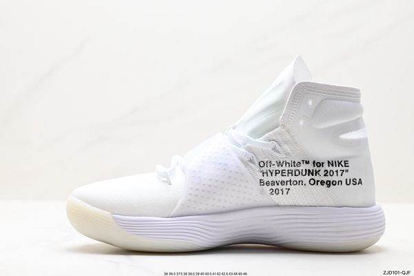 Nike React Hyperdunk Flyknit Off-White Virgil The Ten聯名系列 2023全新男女款白黑高幫籃球鞋