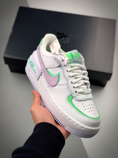 Nike Air Force 1 Shadow 2021新款 白綠粉拼接馬卡龍增高女款板鞋