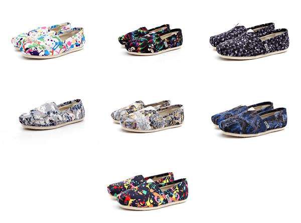 toms鞋 經典鞋款 花紋男女平底帆布鞋